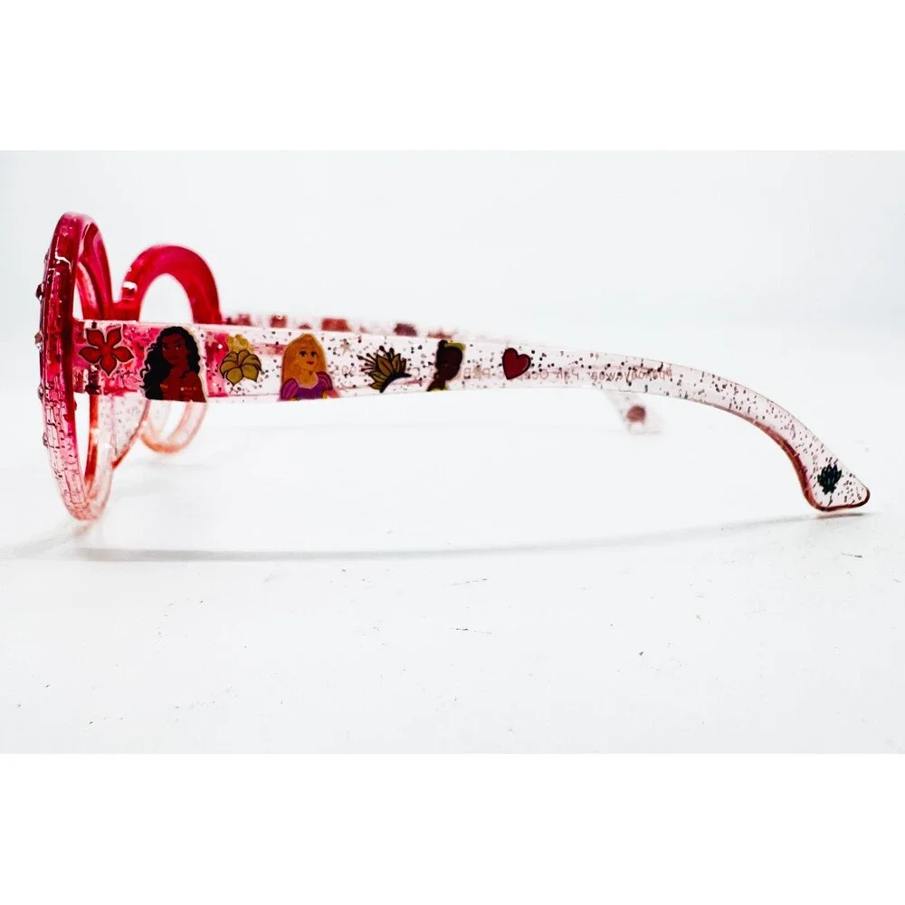 Disney Princess Eyeglasses Girls Red Pink Glitter Round Frames 39121 OS